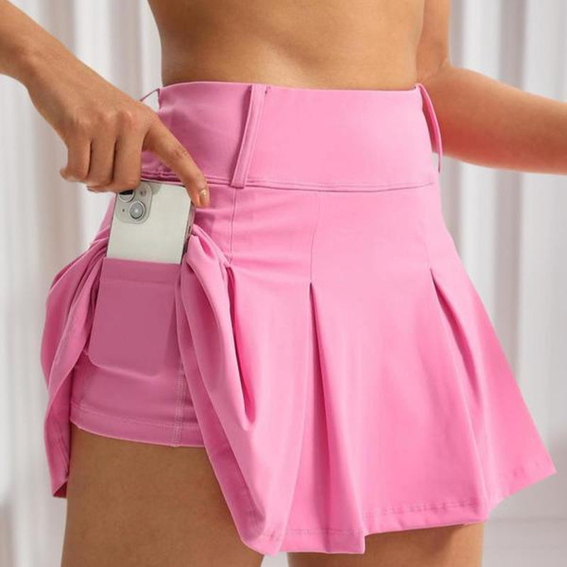High Waist Pleated Gym Skorts