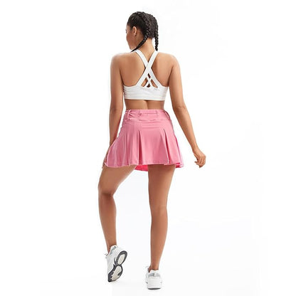 High Waist Pleated Gym Skorts